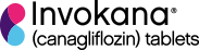 INVOKANA logo, a purple, magenta, and teal kidney
