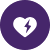 Purple heart icon with lightning bolt inside.
