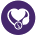 Purple icon showing stethoscope.